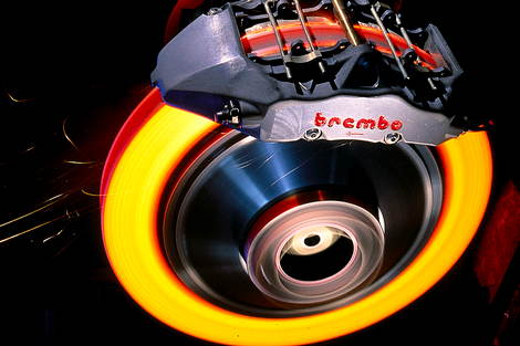 hot Brembo disc brake