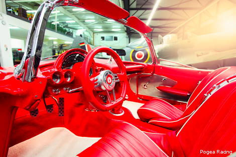 Corvette interior has modern electronic equipment